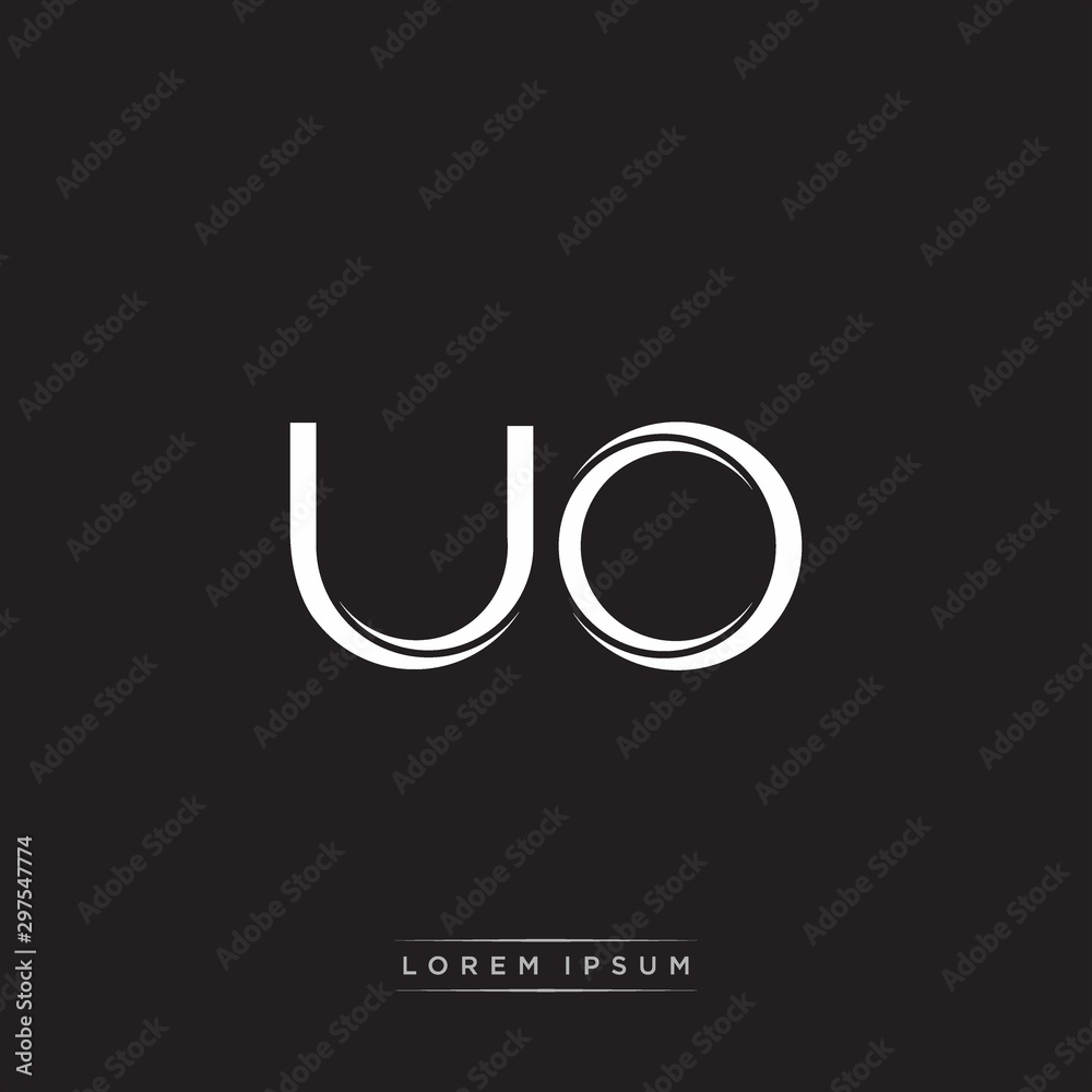 UO Initial Letter Split Lowercase Logo Modern Monogram Template Isolated on Black White UO Initial Letter Split Lowercase Logo Modern Monogram Template Isolated on Black White