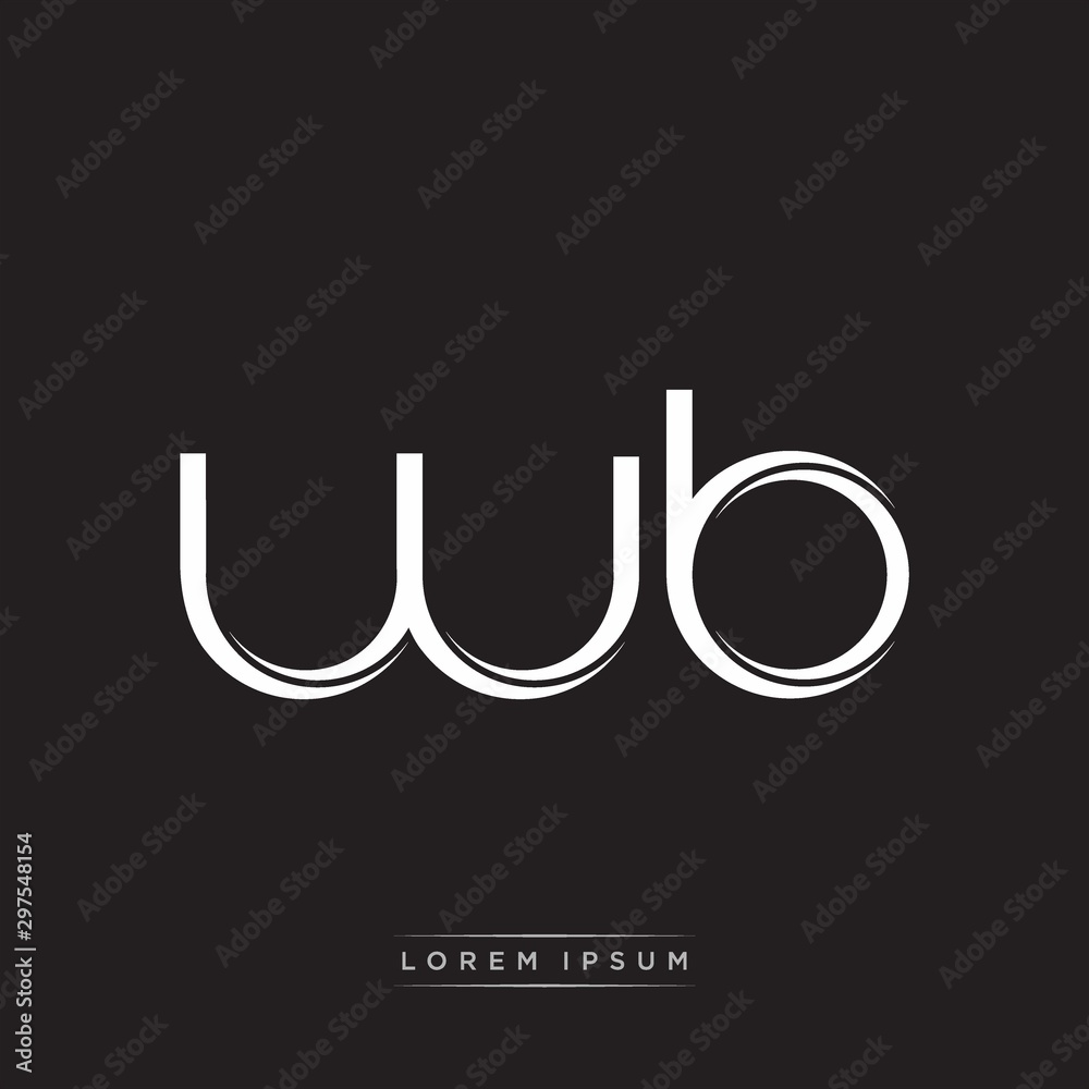 WB Initial Letter Split Lowercase Logo Modern Monogram Template Isolated on Black White WB Initial Letter Split Lowercase Logo Modern Monogram Template Isolated on Black White