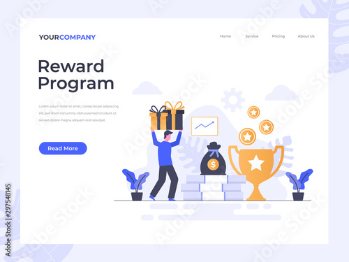 Reward Program flat vector illustration concept, can be used for landing page, ui, web, app intro card, editorial, flyer, and banner.