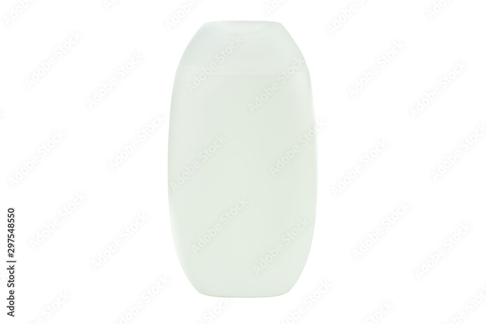 The white Plastic matte bottle for liquid soap and cream, front view. Isolated on white background The white Plastic matte bottle for liquid soap and cream, front view. Isolated on white background
