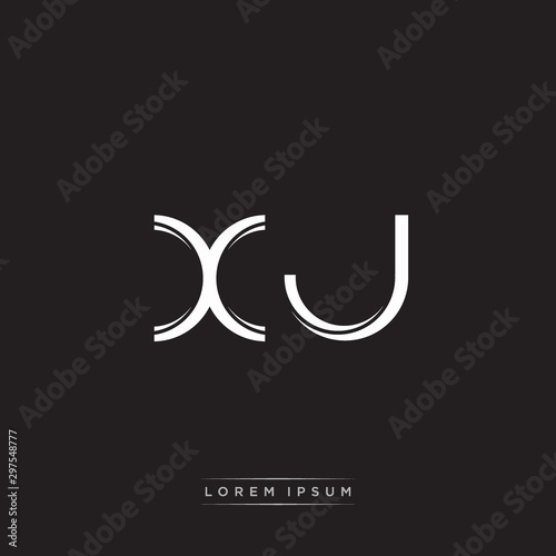 XJ Initial Letter Split Lowercase Logo Modern Monogram Template Isolated on Black White