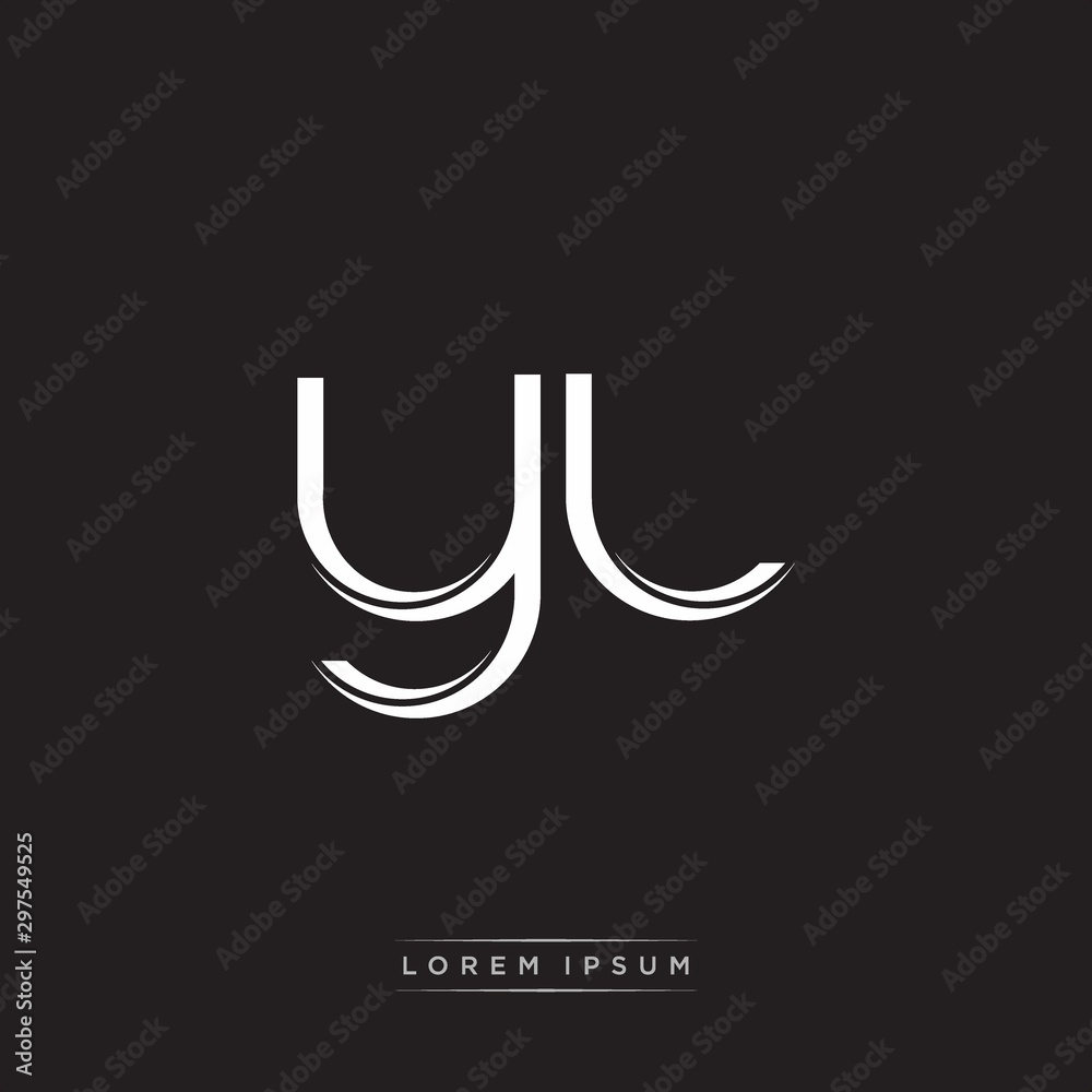 YL Initial Letter Split Lowercase Logo Modern Monogram Template Isolated on Black White