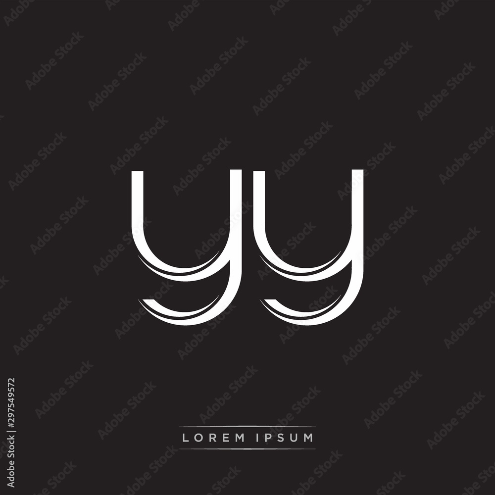 YY Initial Letter Split Lowercase Logo Modern Monogram Template Isolated on Black White