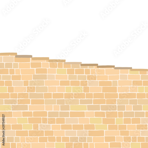 Ancient stone stairway in sandy colors isolated on white background