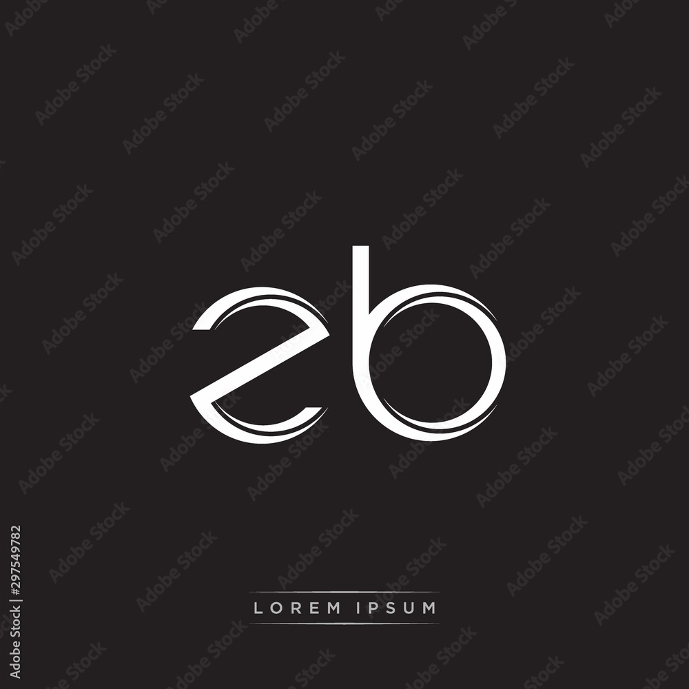 ZB Initial Letter Split Lowercase Logo Modern Monogram Template Isolated on Black White ZB Initial Letter Split Lowercase Logo Modern Monogram Template Isolated on Black White