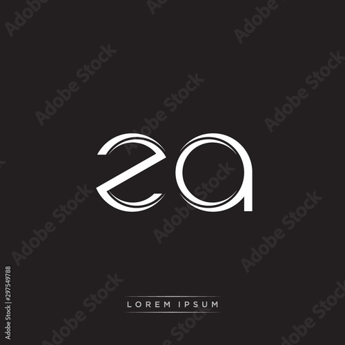 ZA Initial Letter Split Lowercase Logo Modern Monogram Template Isolated on Black White