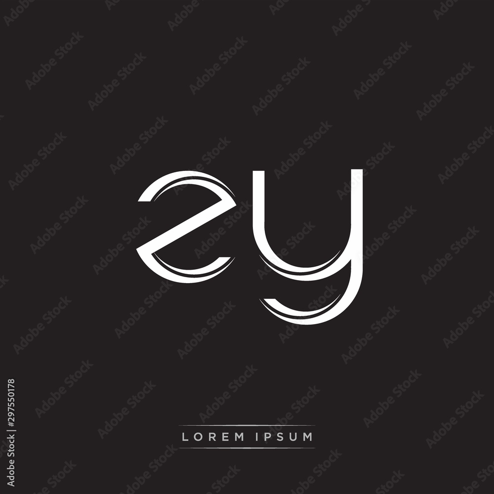 ZY Initial Letter Split Lowercase Logo Modern Monogram Template Isolated on Black White ZY Initial Letter Split Lowercase Logo Modern Monogram Template Isolated on Black White