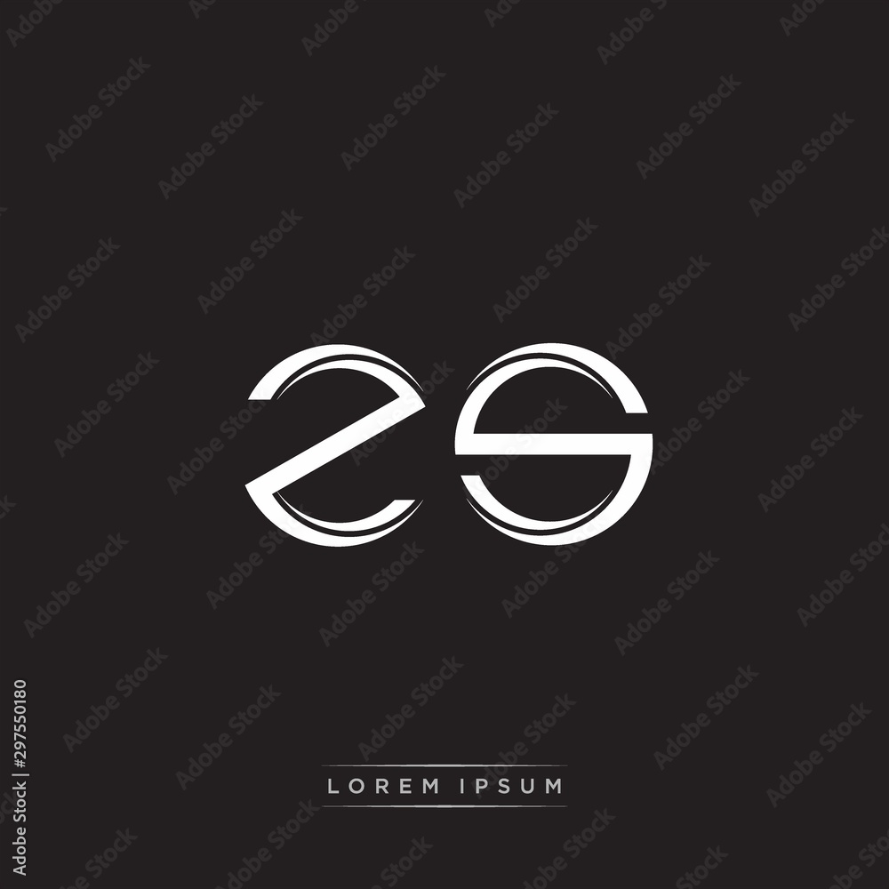 ZS Initial Letter Split Lowercase Logo Modern Monogram Template Isolated on Black White ZS Initial Letter Split Lowercase Logo Modern Monogram Template Isolated on Black White