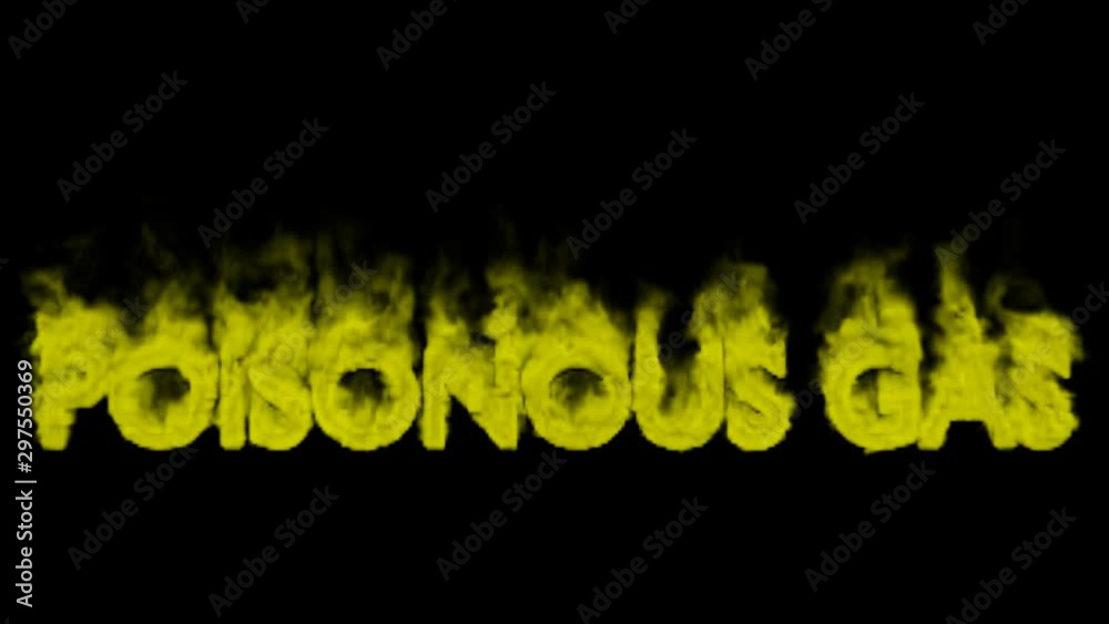 Animated smoldering or engulf in yellow smoke or gas all caps text ...
