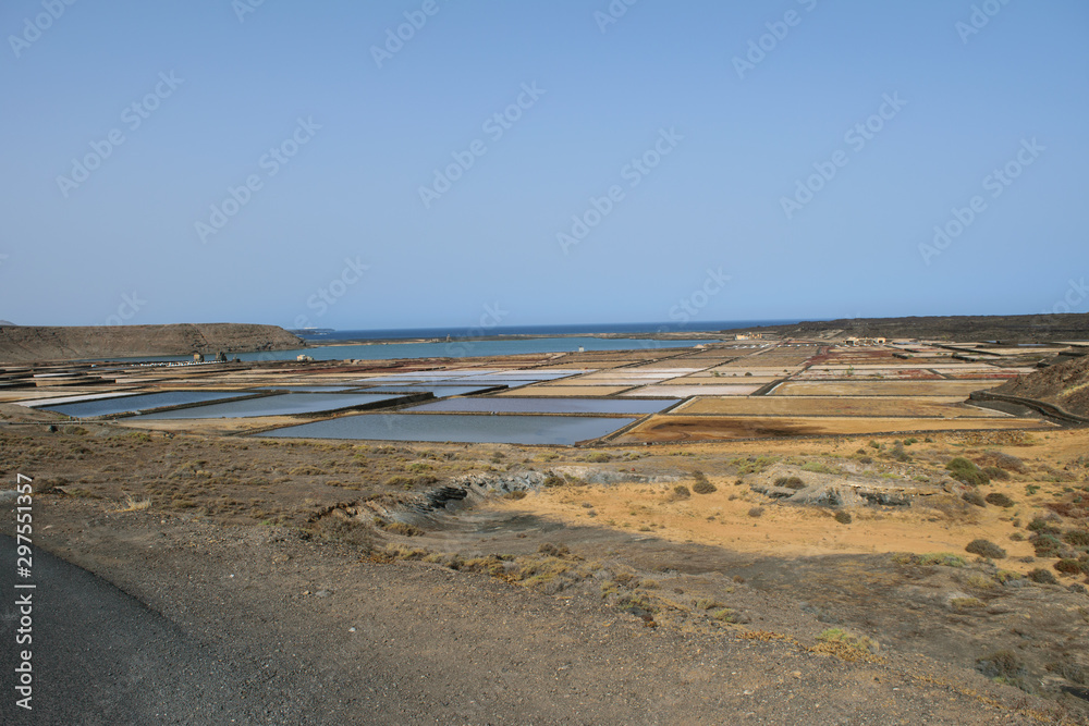 Les Salinas, salt lakes on west coast of Lanzarote