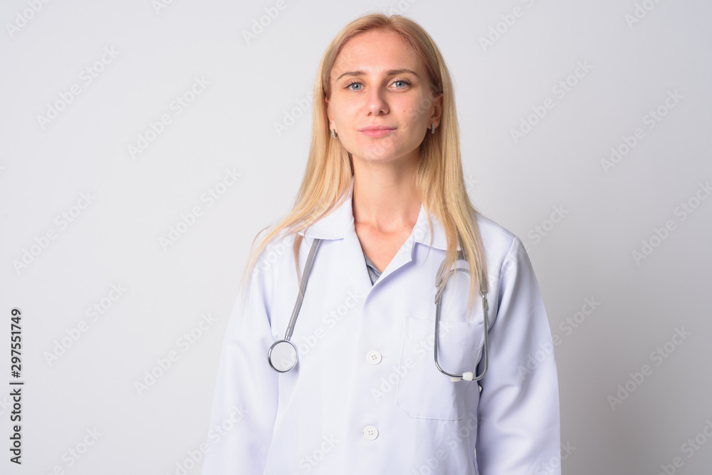 Face of young beautiful blonde woman doctor Face of young beautiful blonde woman doctor
