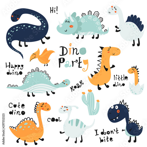 Set of cute dinosauts for children print