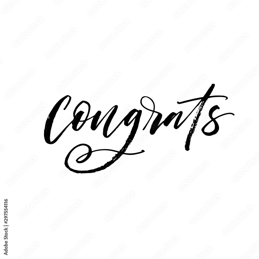 Congrats hand drawn phrase. Modern vector brush calligraphy. Ink illustration with hand-drawn lettering. 