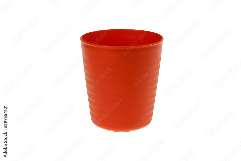 Orange plastic glass isolated on white background with clipping part. Orange plastic glass isolated on white background with clipping part.