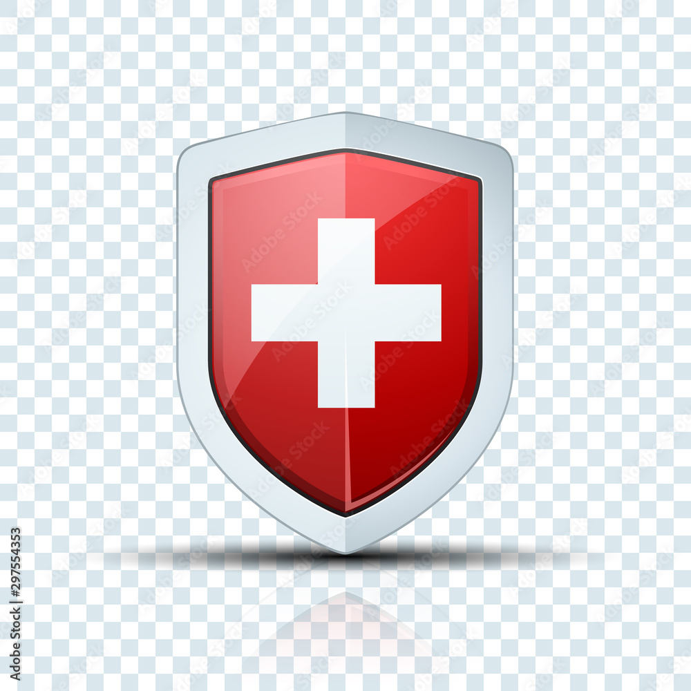 Fototapeta premium Swiss or Medical Shield protection sign illustration