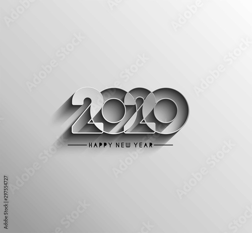 Happy New Year 2020 Text Typography Design Pattern