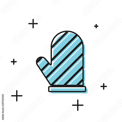 Black Oven glove icon isolated on white background. Kitchen potholder sign. Cooking glove. Vector Illustration