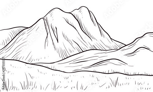 abstract monochrome vector sketch of landscape