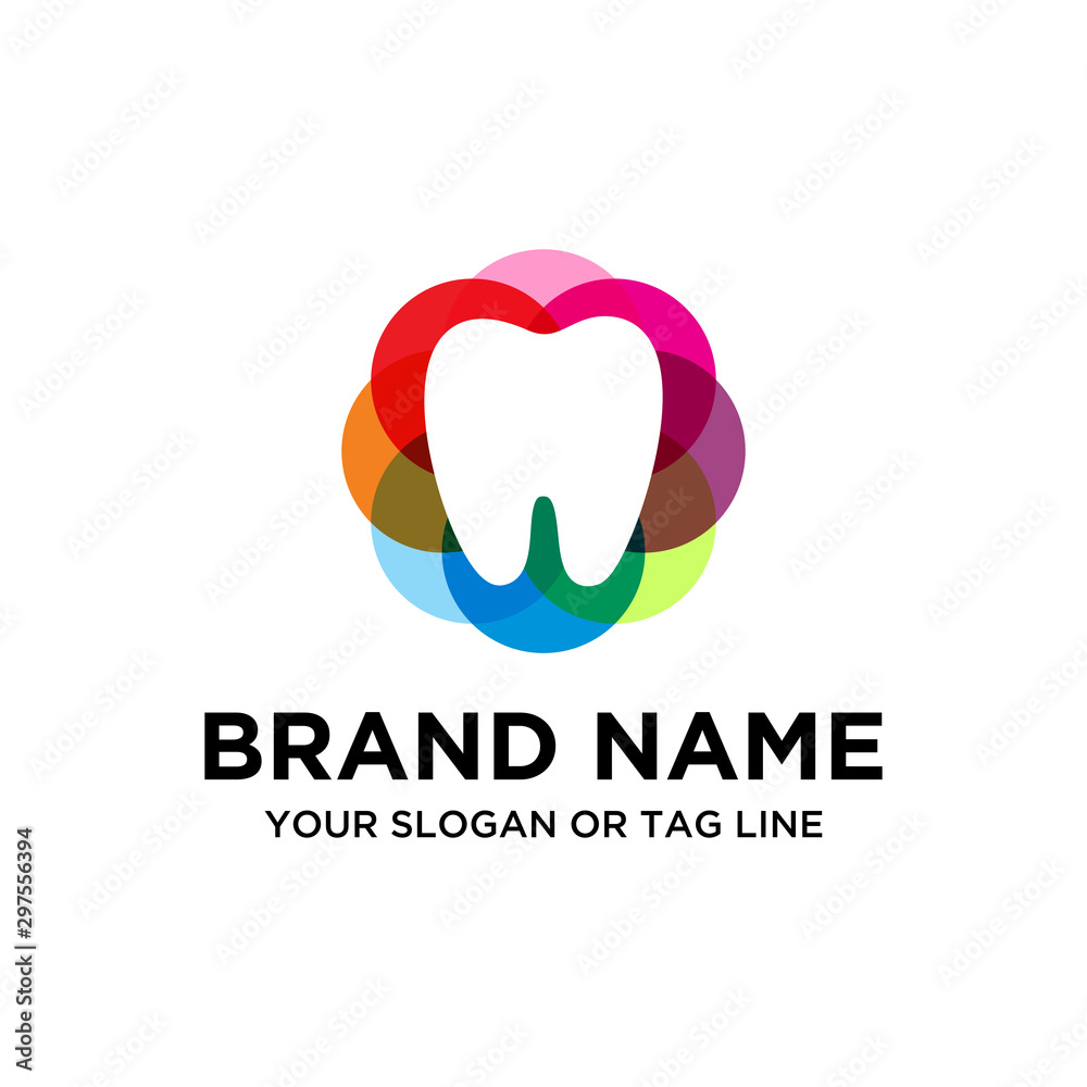 Fototapeta premium Vector design dental logo template with colorful styles