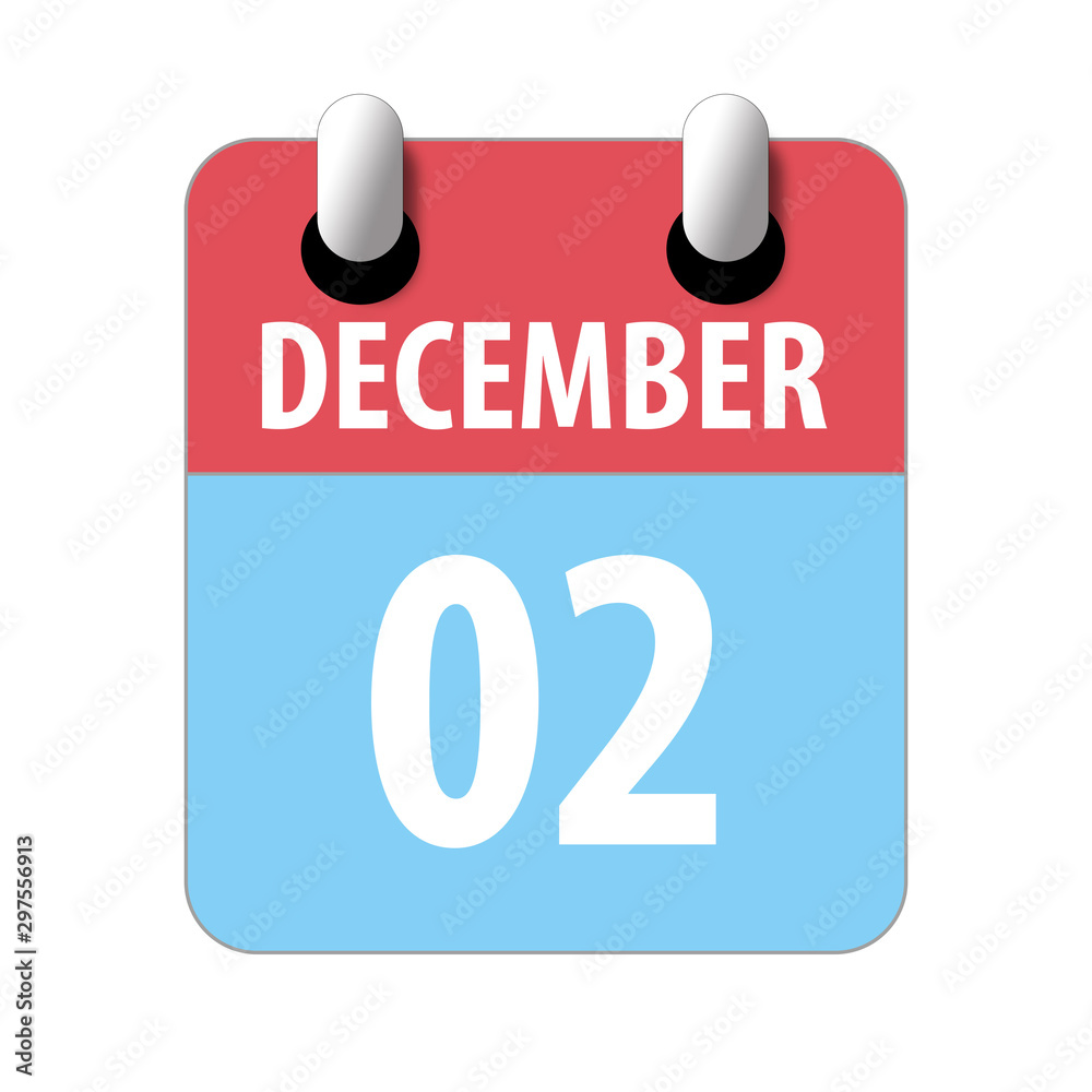 december 2nd. Day 2 of month,Simple calendar icon on white background. Planning. Time management. Set of calendar icons for web design. winter month, day of the year concept december 2nd. Day 2 of month,Simple calendar icon on white background. Planning. Time management. Set of calendar icons for web design. winter month, day of the year concept