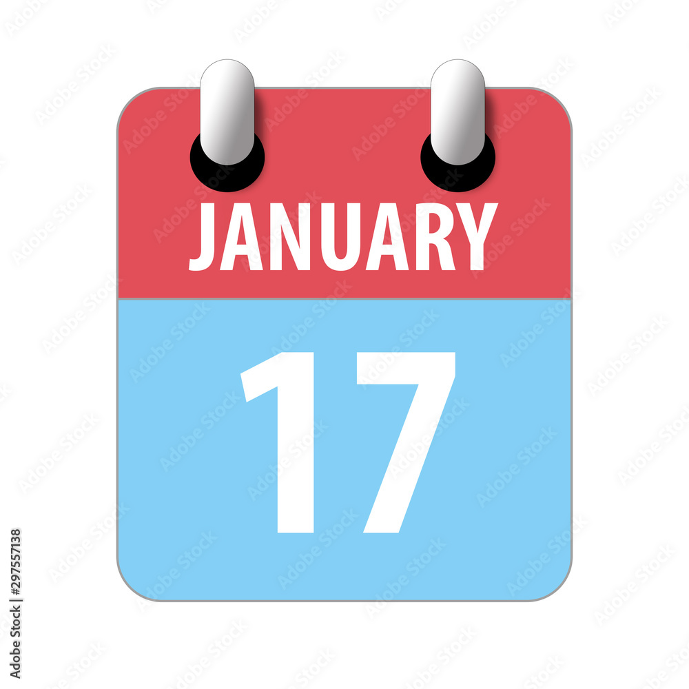 january 17th. Day 17 of month,Simple calendar icon on white background. Planning. Time management. Set of calendar icons for web design. winter month, day of the year concept