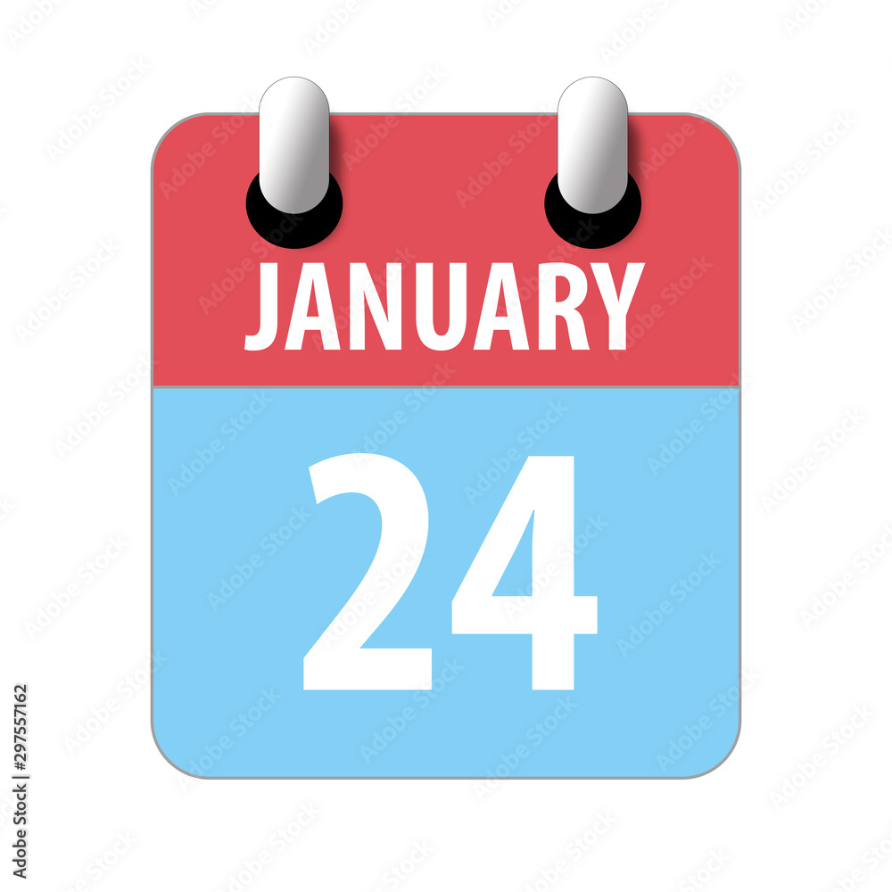 january 24th. Day 24 of month,Simple calendar icon on white background