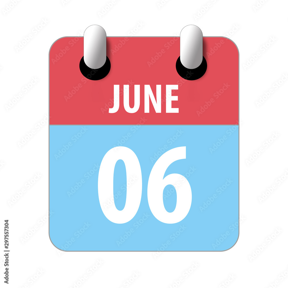 june 6th. Day 6 of month,Simple calendar icon on white background. Planning. Time management. Set of calendar icons for web design. summer month, day of the year concept june 6th. Day 6 of month,Simple calendar icon on white background. Planning. Time management. Set of calendar icons for web design. summer month, day of the year concept