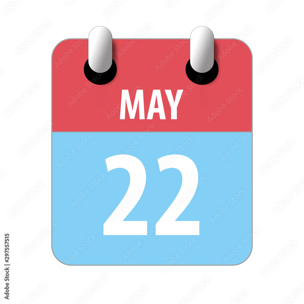 Fototapeta premium may 22nd. Day 22 of month,Simple calendar icon on white background. Planning. Time management. Set of calendar icons for web design. spring month, day of the year concept
