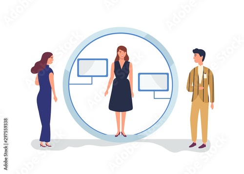 Trade fair stand flat vector illustrations