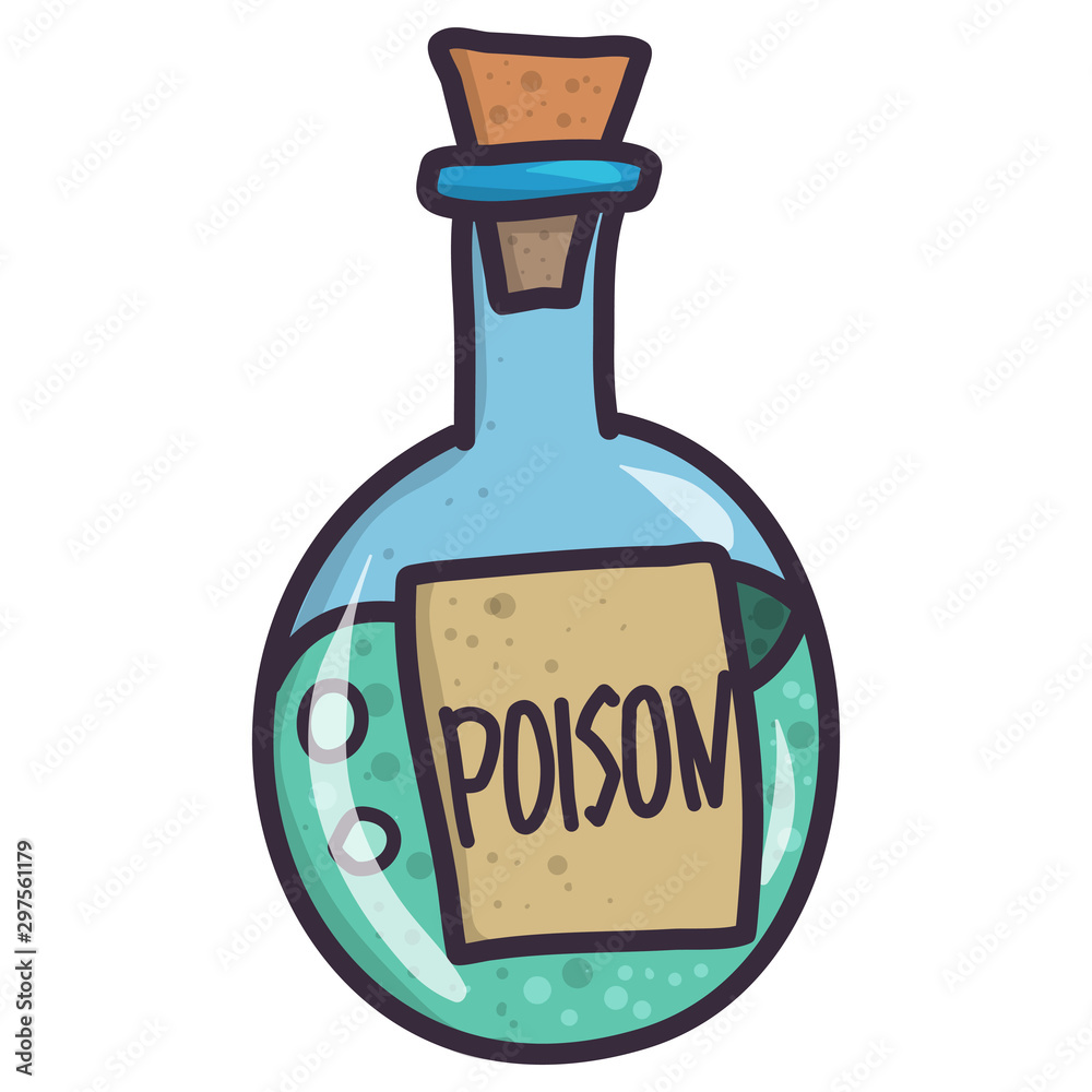 Cartoon illustration with green witch poison round bottle on transparent background.Halloween party decoration elements. Vector art. Cartoon illustration with green witch poison round bottle on transparent background.Halloween party decoration elements. Vector art.