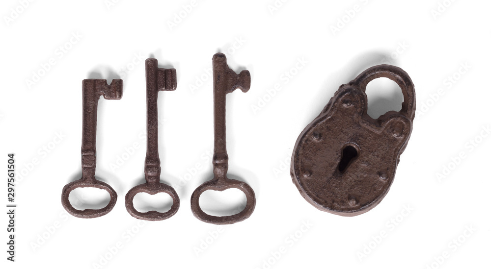 Rusty old lock isolated on white Rusty old lock isolated on white
