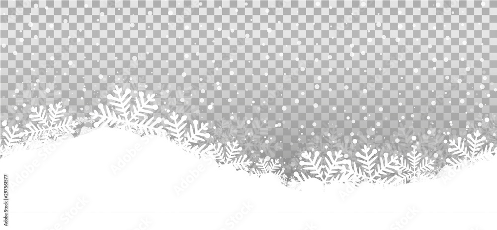 Fototapeta premium Tranparent Hintergrund Winterlandschaft Schneeflocken Isoliert Vektor Illustration
