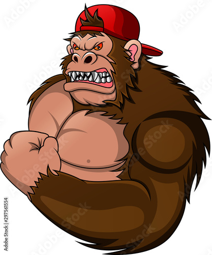muscle gorilla cartoon on a white background