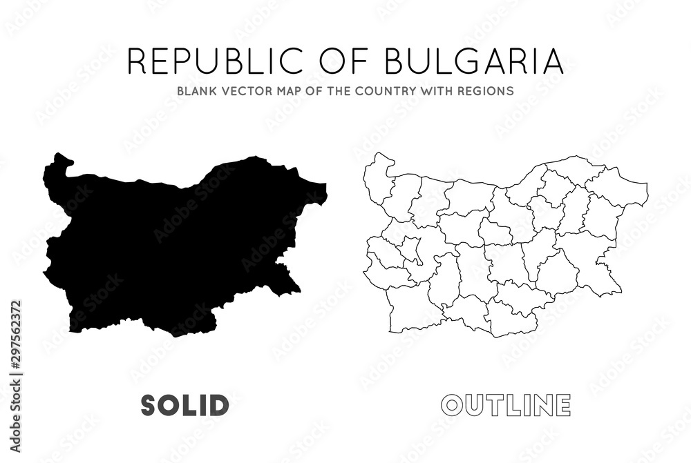 Bulgaria map. Blank vector map of the Country with regions. Borders of ...