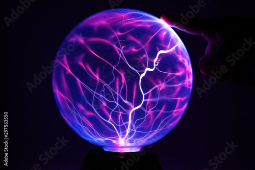 Electricity fire-ball. Abstract photo of electric waves. Static electricity - Stock Image