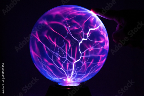 Electricity fire-ball. Abstract photo of electric waves. Static electricity - Stock Image