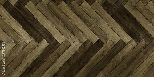 Seamless wood parquet texture horizontal herringbone deep green