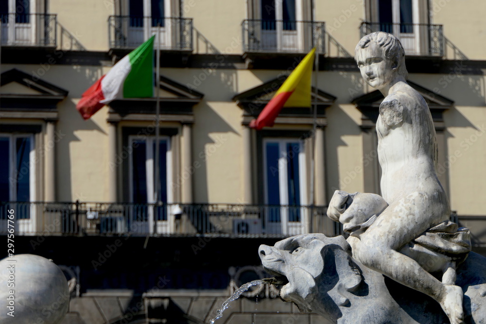 Fototapeta premium Flagge Italien und Neapel
