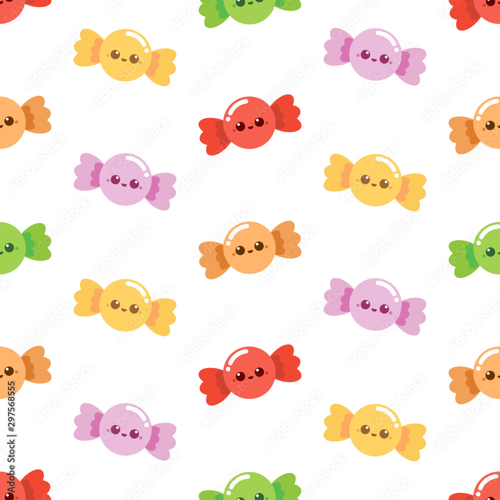 Colorful candy pattern with smile