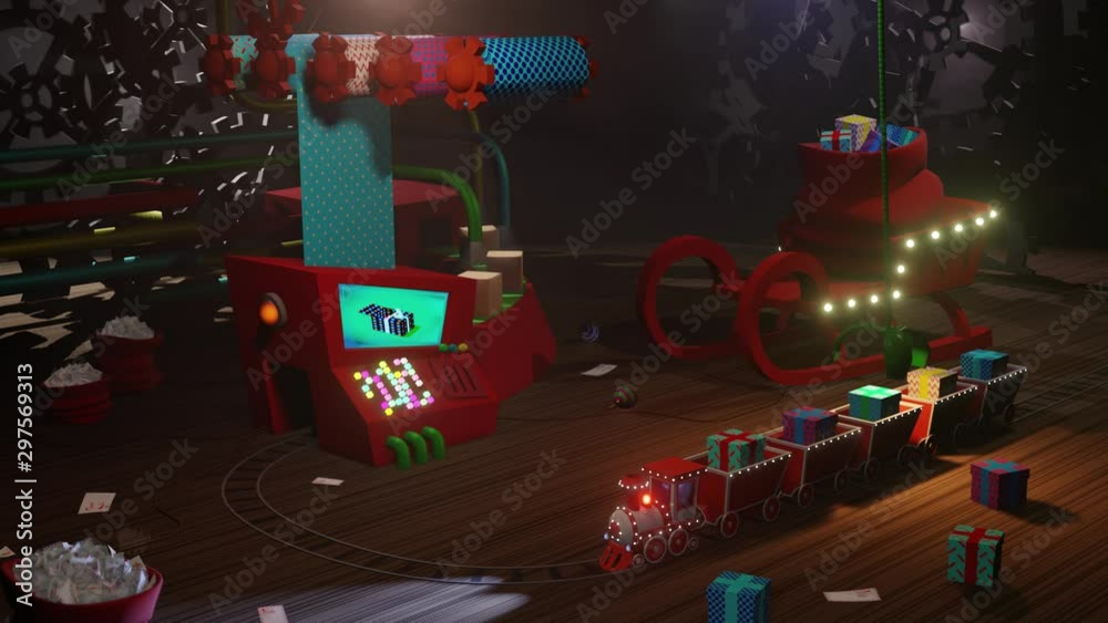 3d rendered illustration Santa's factory video footage
