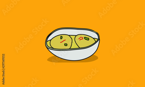 Ras Malai Indian Dessert Vector Hand Drawn Sketch