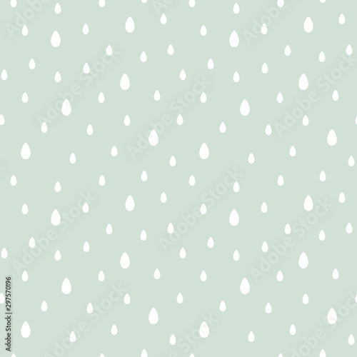 Cartoon, doodle style cute seamless pattern background with rain, water drops.