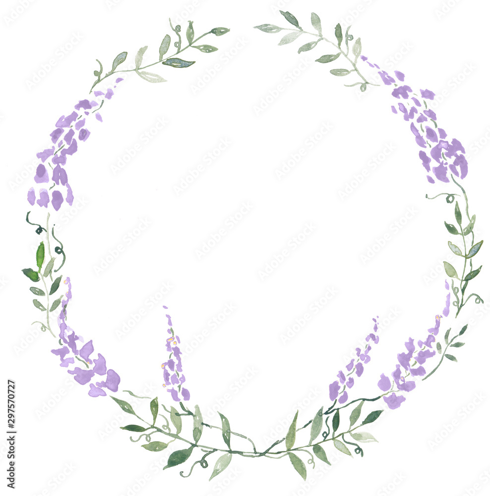 Wisteria Watercolor Painted Wreath
