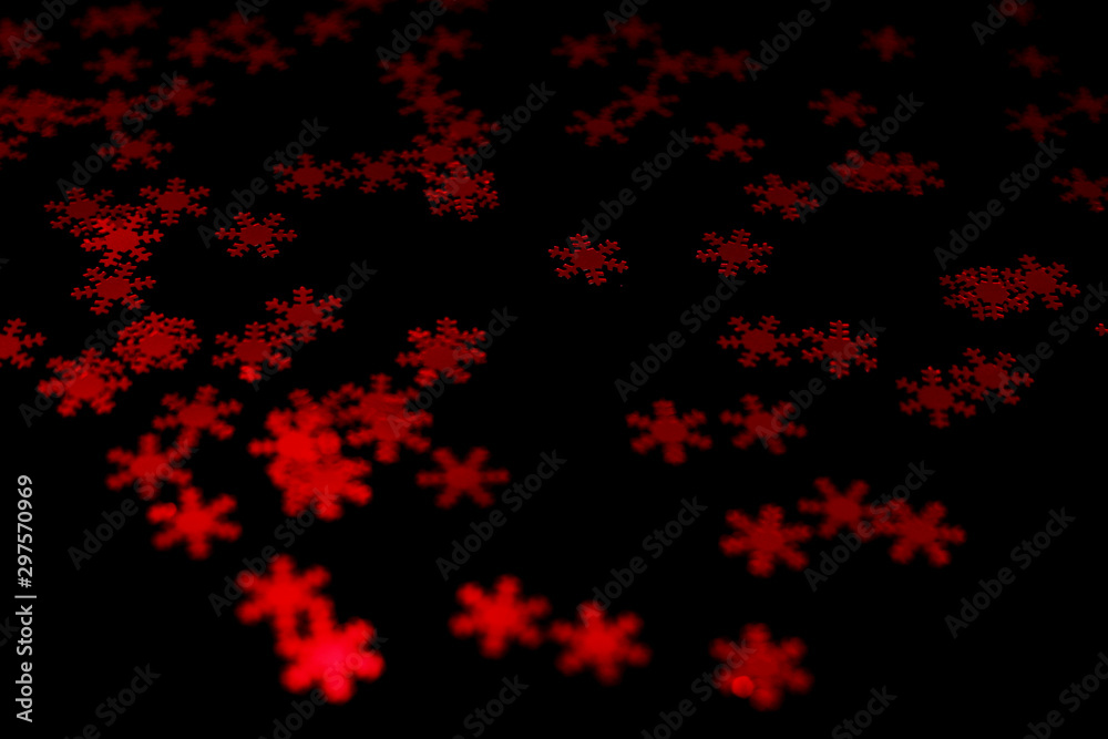 red snowflake glitter sparkle isolated on black background