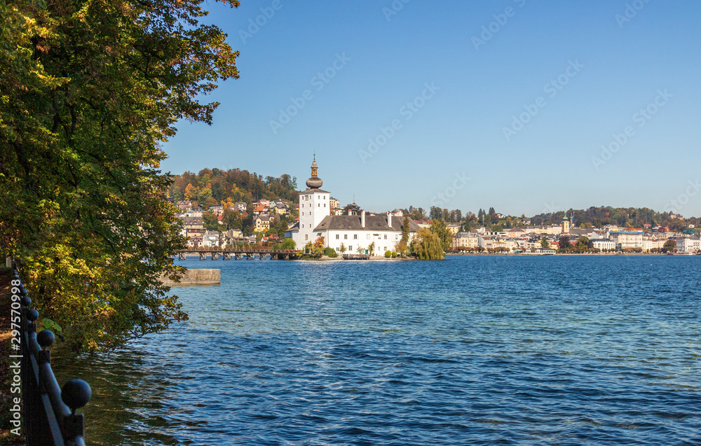 Gmunden Schloss Ort or Schloss Orth in the Traunsee lake in Gmunden city.