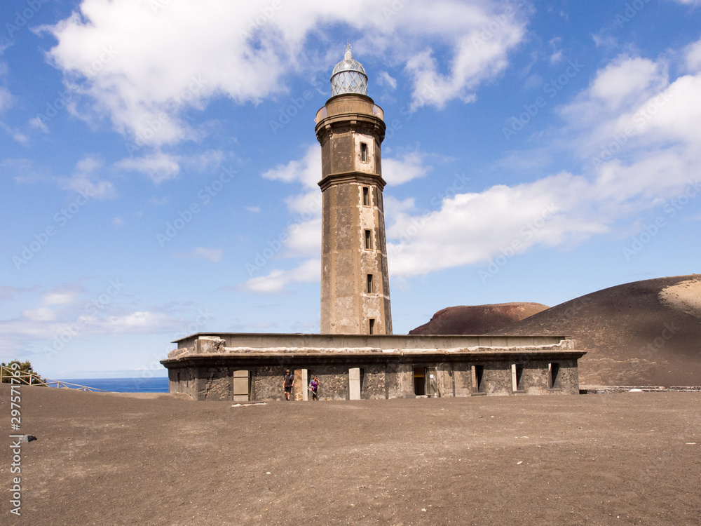 Lighthouse of Ponta dos Capelinhos (which was ruined in the eruption of 1957), Faial Island, Azores