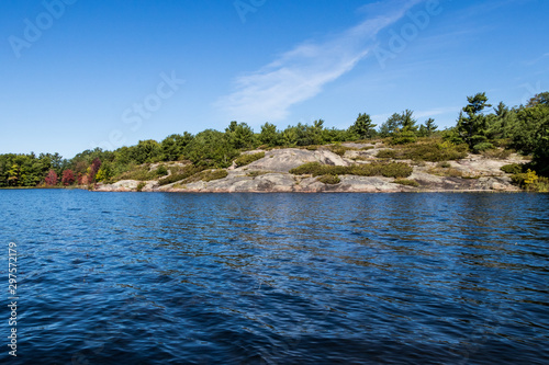 rocks, trees and water at Beausoleil Island photo
