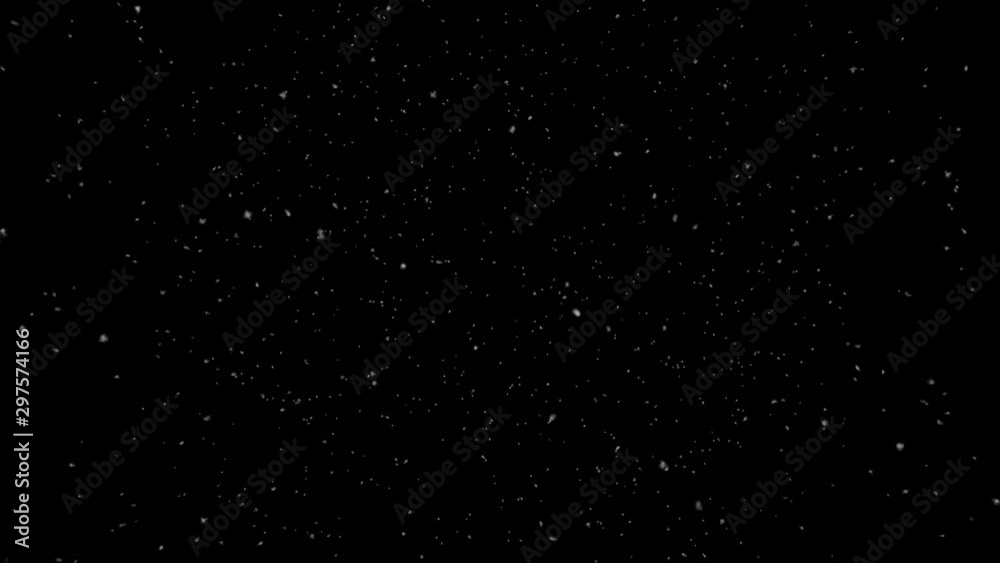 Snowing effect overlay - Winter snowflake isolated on a black background