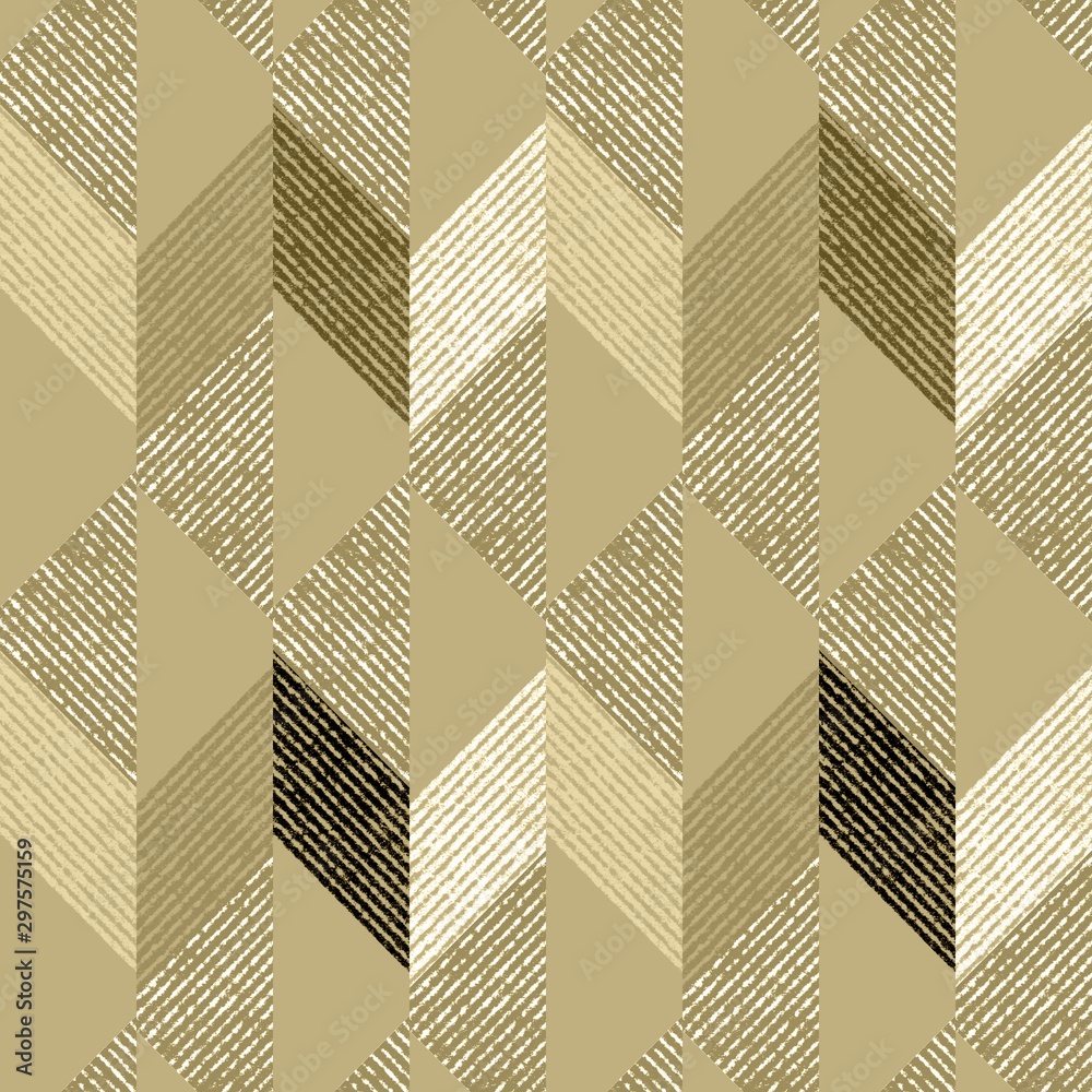 Seamless abstract pattern. Ornament in beige and brown. Flannel.