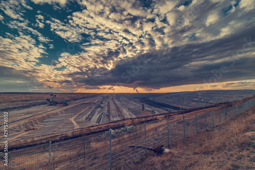 Panoramic view on lignite mining Hambach surface mine